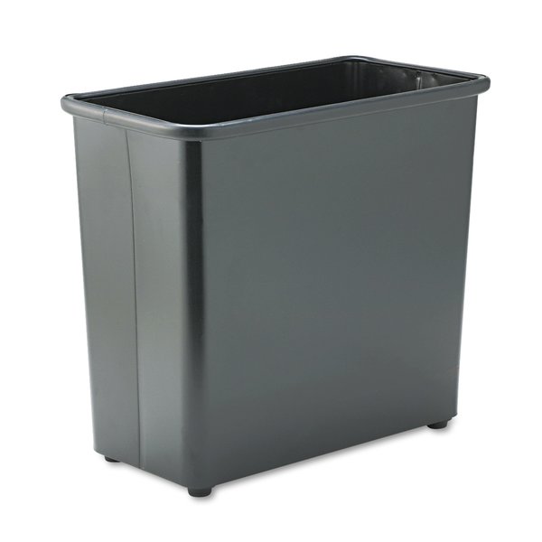 Safco 6-7/8 gal Rectangular Trash Can, Black, Open Top, Puncture-Resistant Heavy Duty Steel 9616BL